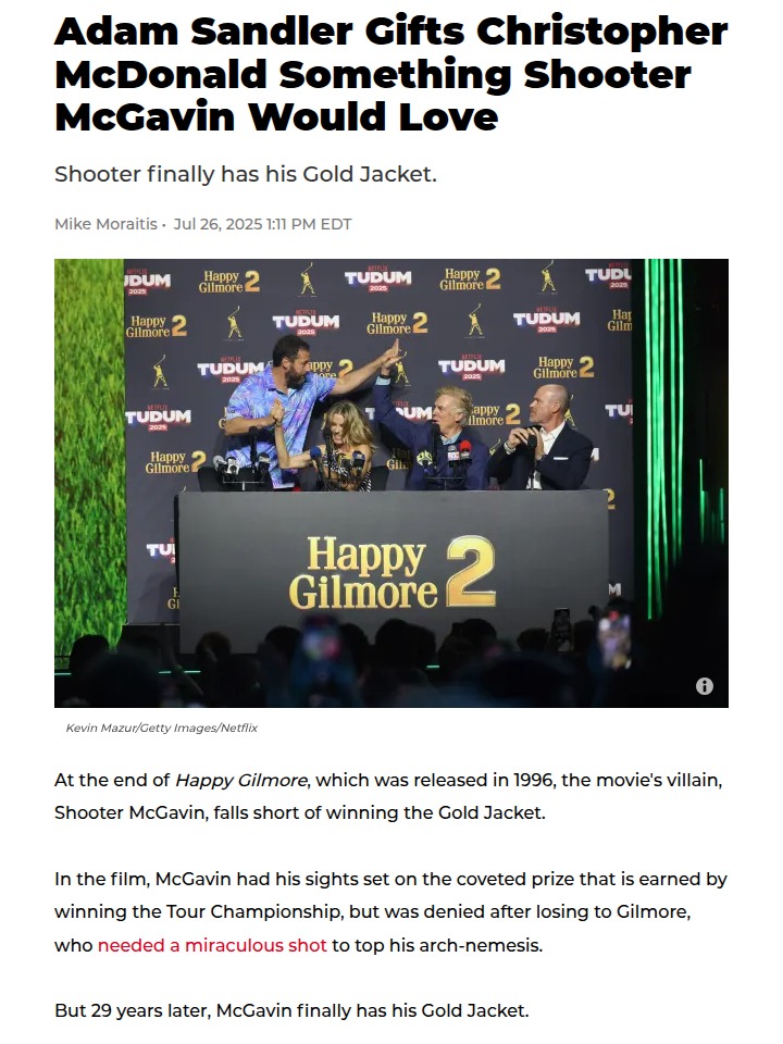 Shooter McGavin Finally Gets His Gold Jacket 🏆