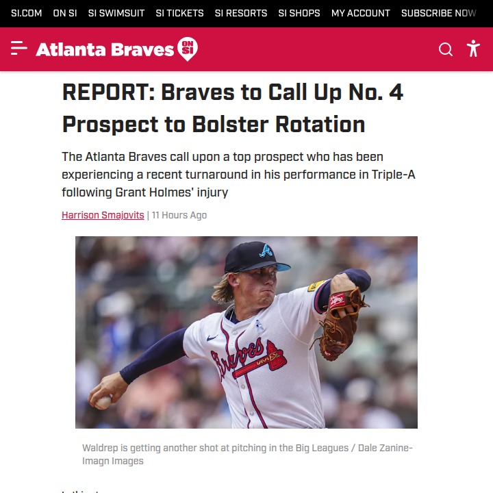 Braves turn to Waldrep for rotation boost