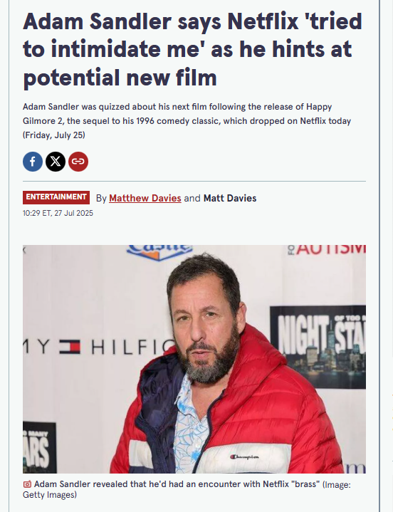 Adam Sandler vs Netflix Stare Down 👀