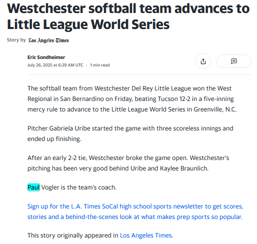 Westchester girls are World Series bound!