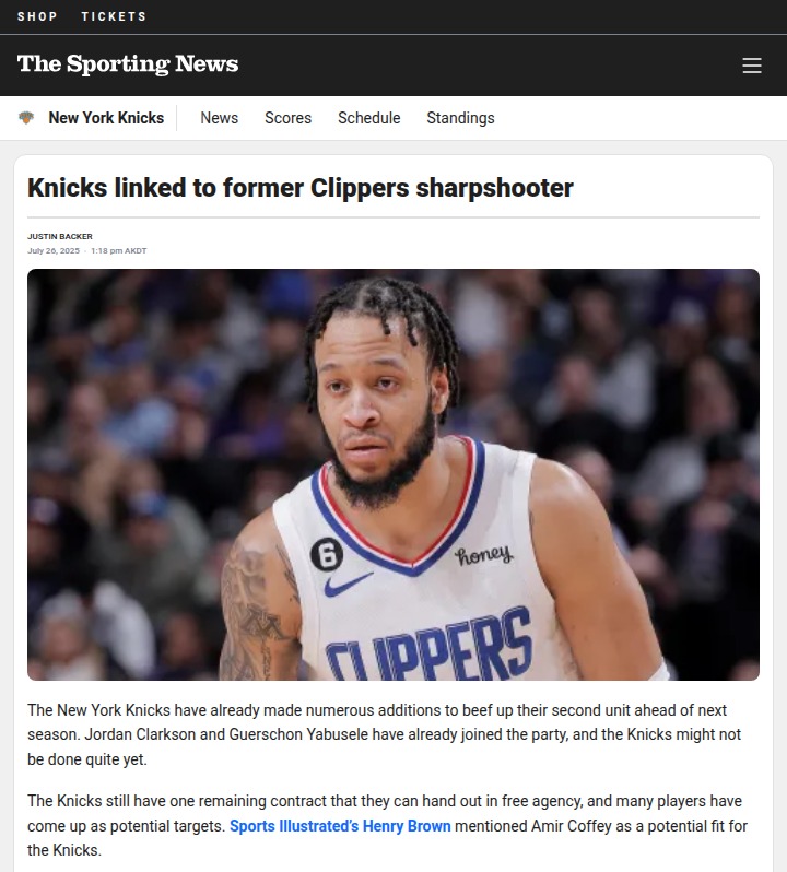 Could Amir Coffey boost the Knicks’ bench?
