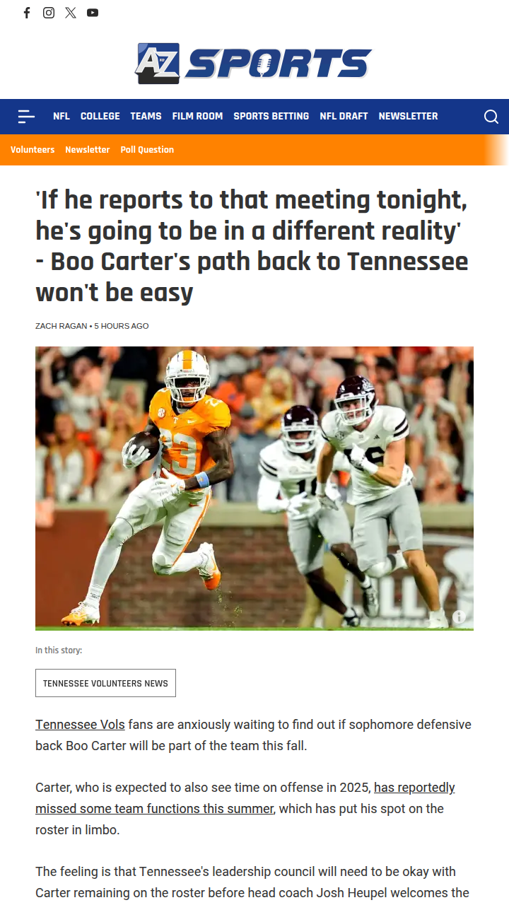 Boo Carter’s future with the Vols up in the air