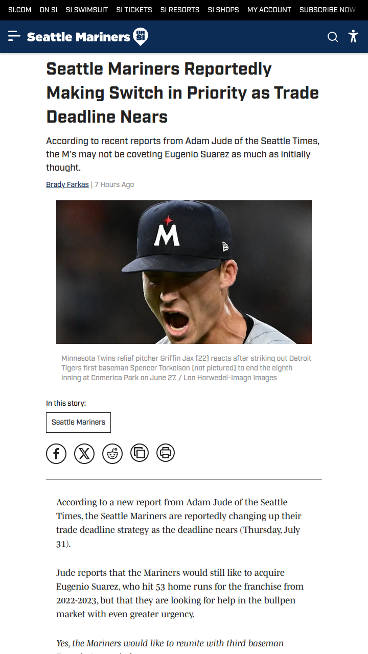 Mariners shift focus: Bullpen boost over bats