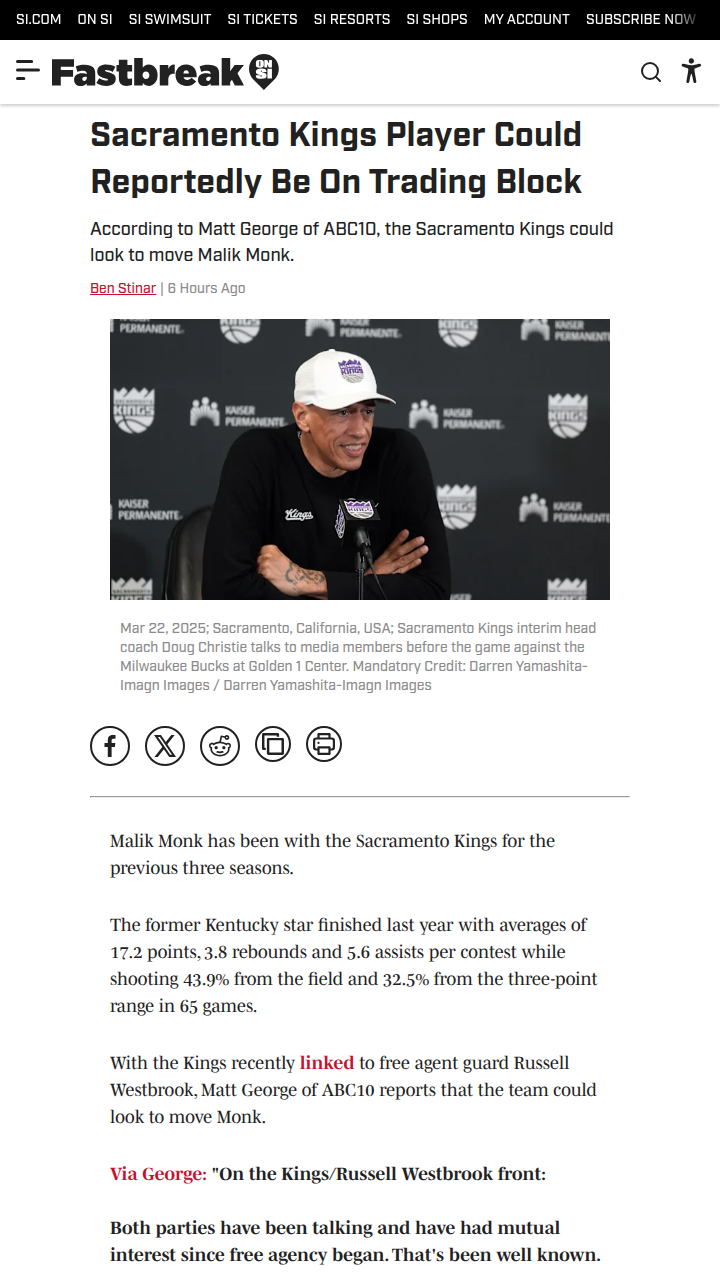 Is Sixth Man Monk on the Move?