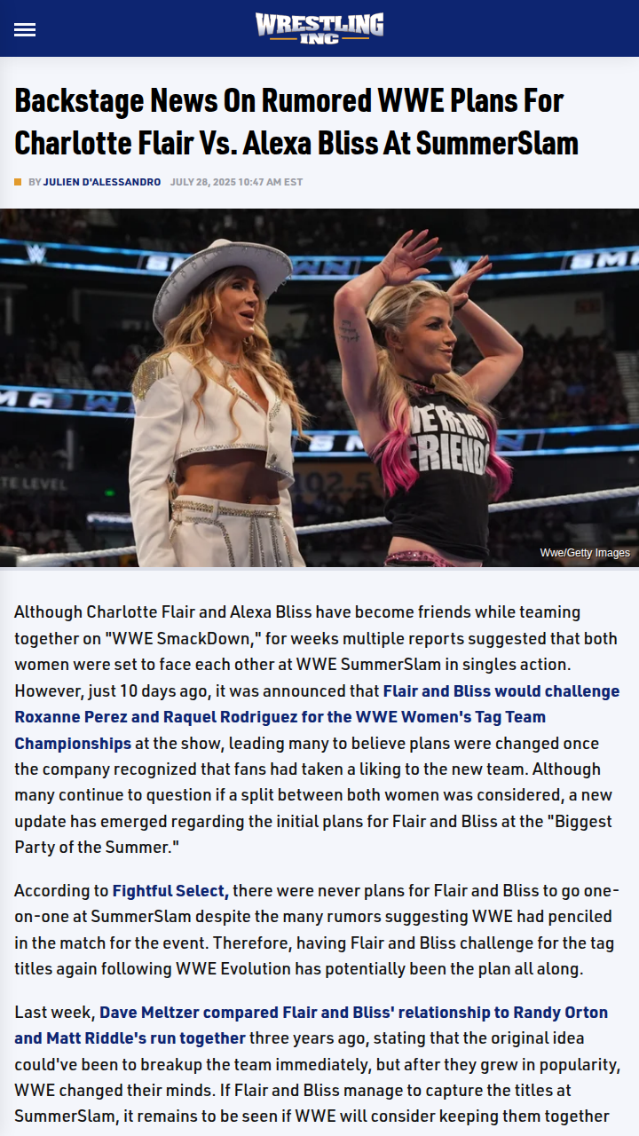 Are Flair & Bliss Headed for Tag Gold or Split?