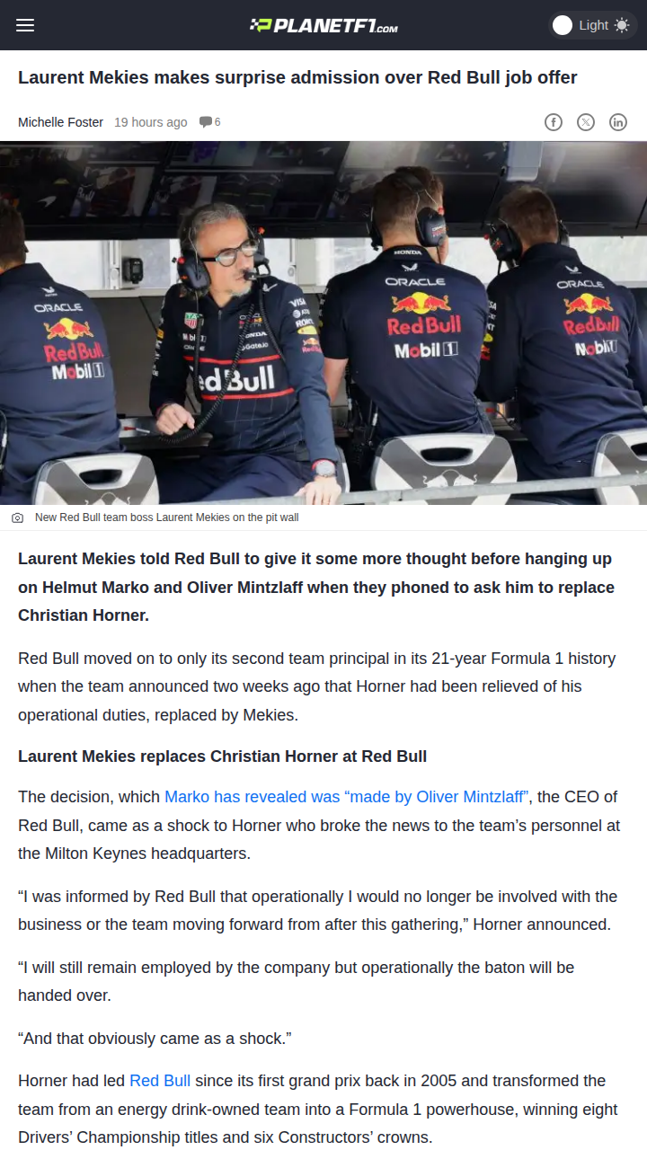 Mekies Steps In: Red Bull’s Shock Switch