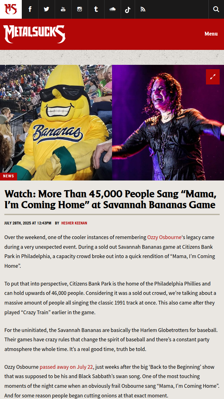 Did Ozzy’s Farewell Hit Harder at Bananas? 🥲