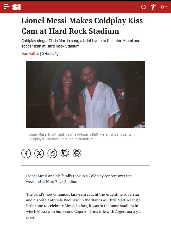 Messi steals the show at Coldplay concert