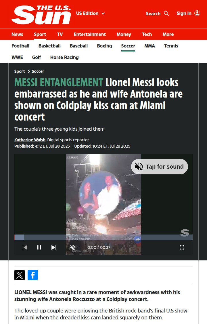 Messi’s Miami kiss cam moment goes viral