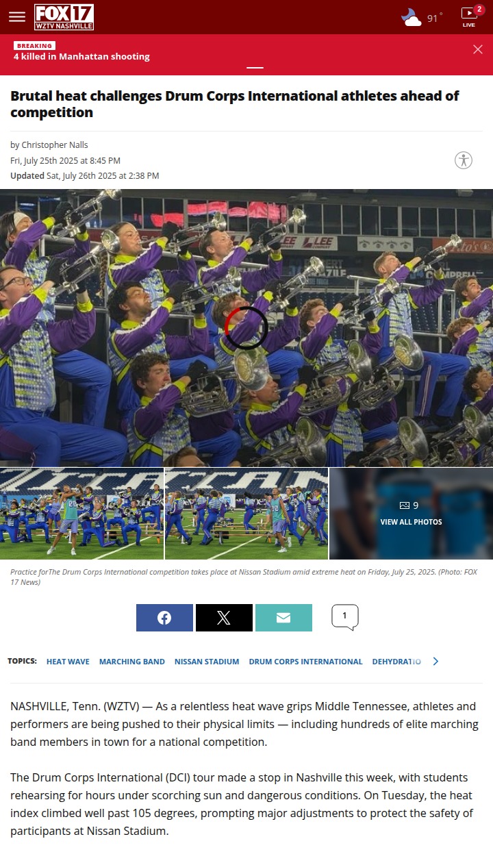 Nashville’s heat puts marching bands to the test