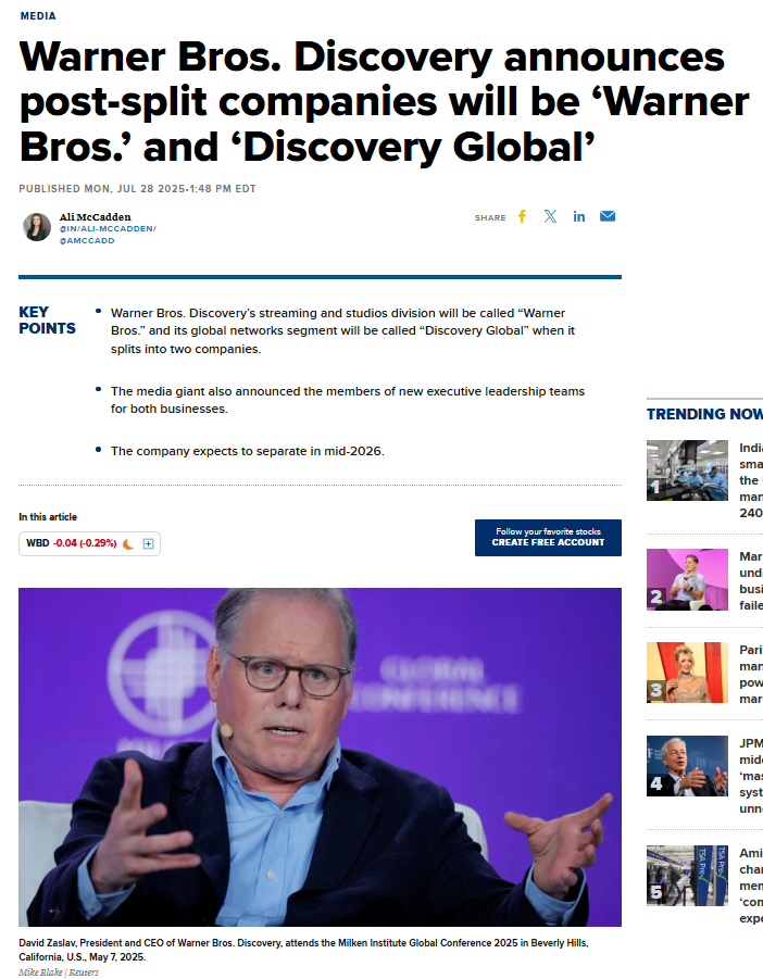 Warner Bros. & Discovery Are Splitting Up!