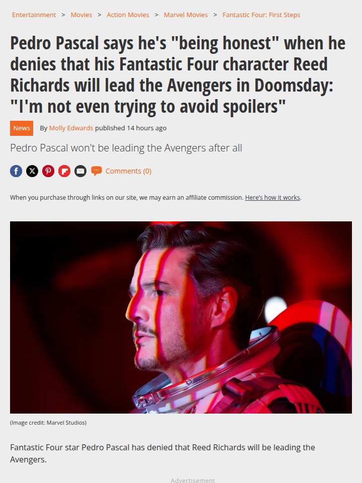 Pedro Pascal shuts down Reed Richards rumors 👀