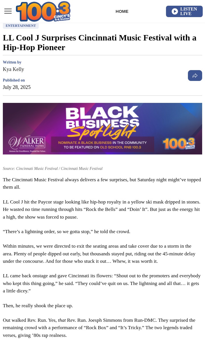 LL Cool J and Rev. Run light up Cincinnati