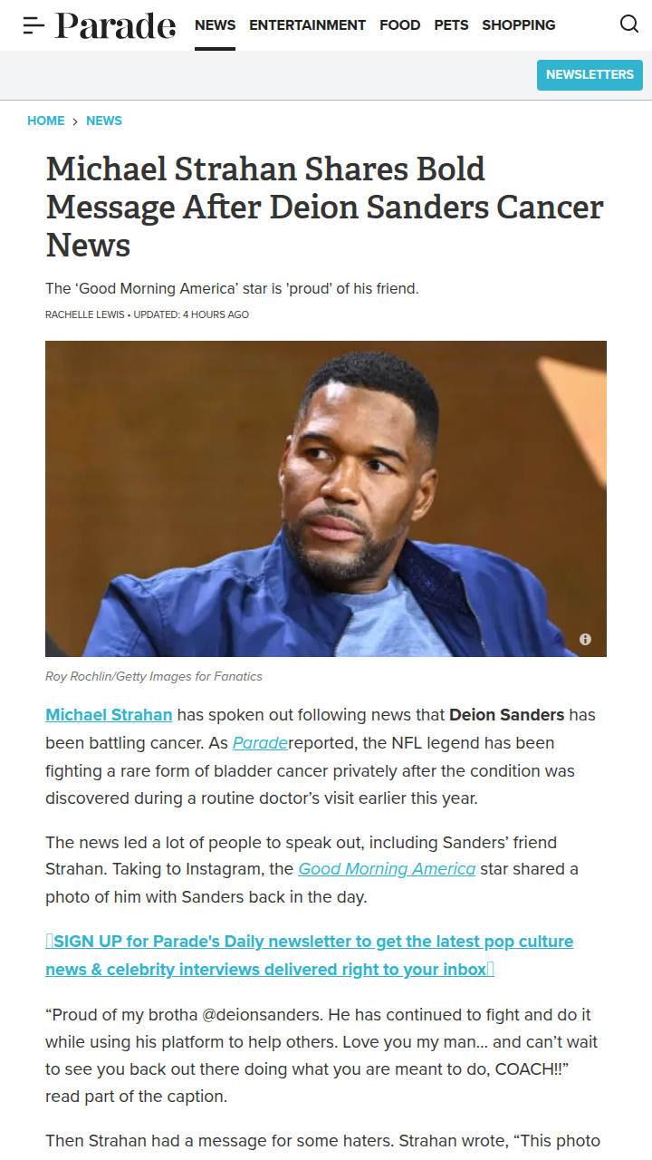 Prime Time’s Fight: Strahan Speaks Out