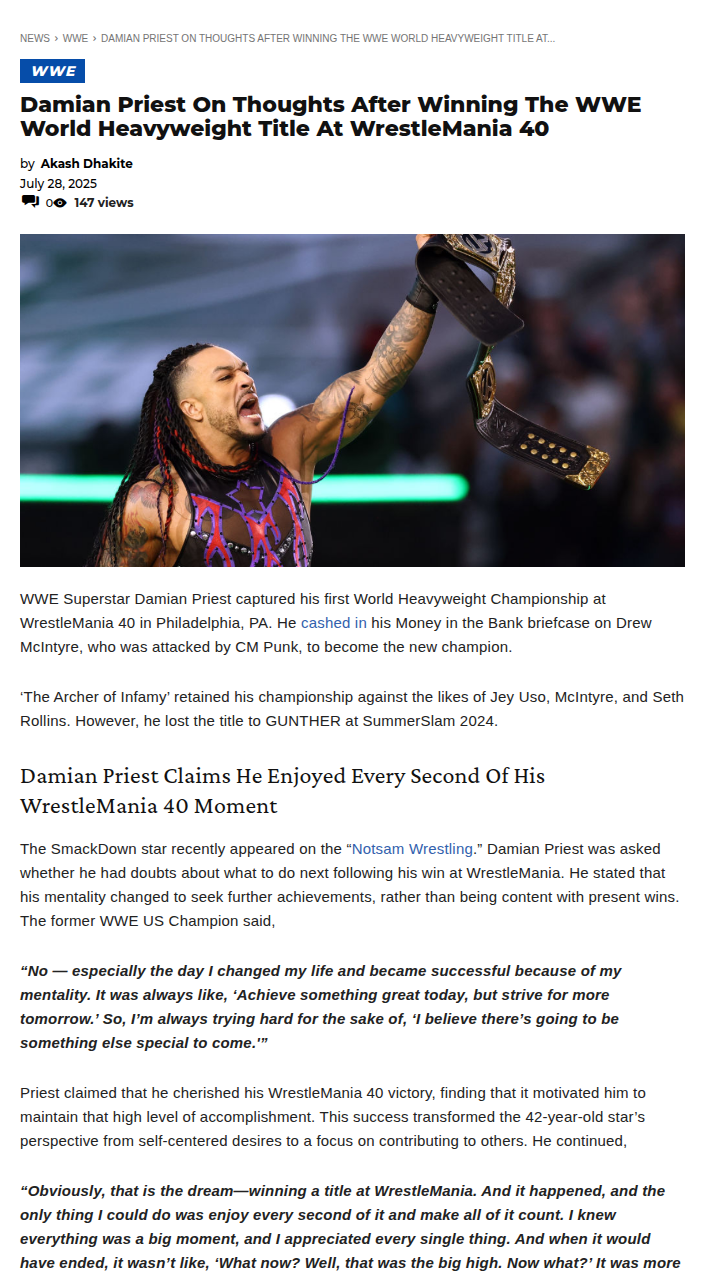 Priest’s WrestleMania Cash-In: Still Buzzing!