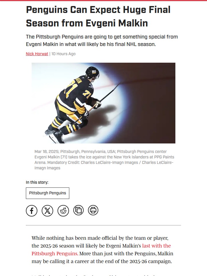 Malkin’s last dance: What will he deliver?