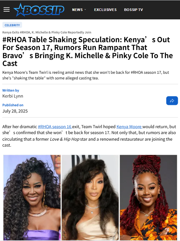 RHOA shakeup: Kenya out, new faces rumored