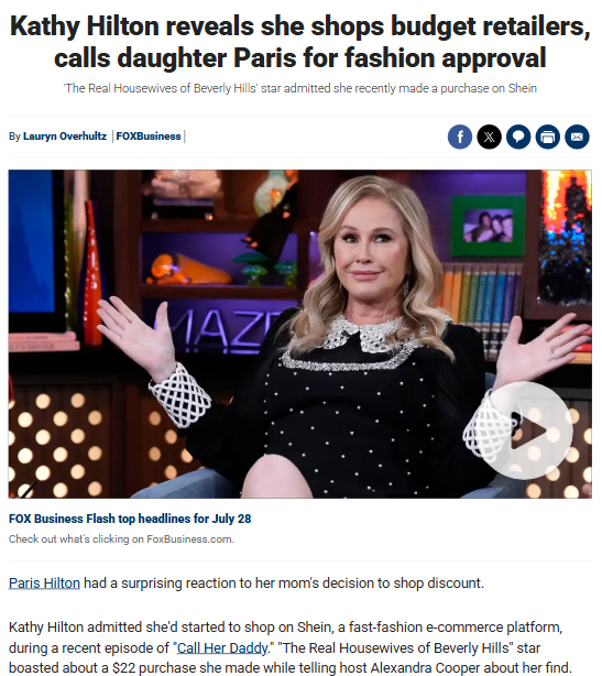 Kathy Hilton Shops Shein & Paris Reacts