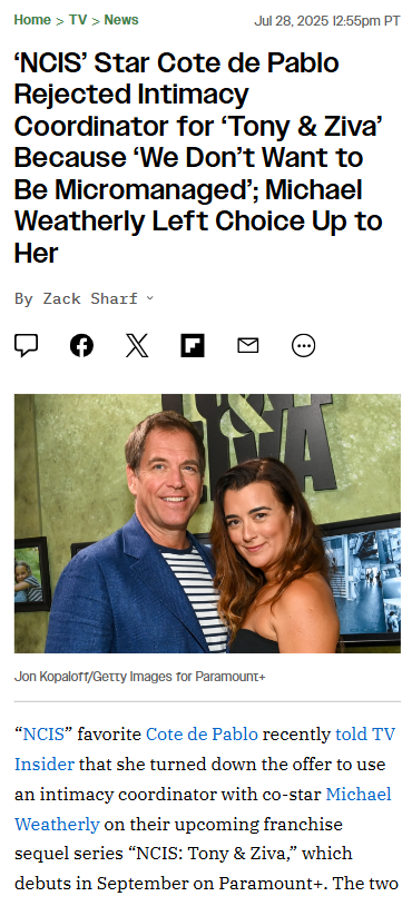 Cote de Pablo Nixes Intimacy Coach 😳