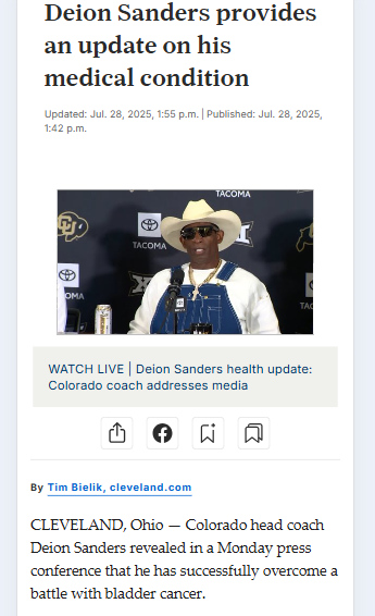 Prime Time Beats Cancer: Coach Sanders Update