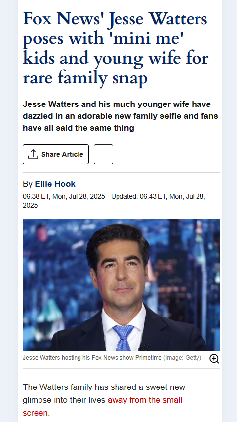 Jesse Watters’ Family Pic Has Fans Gushing