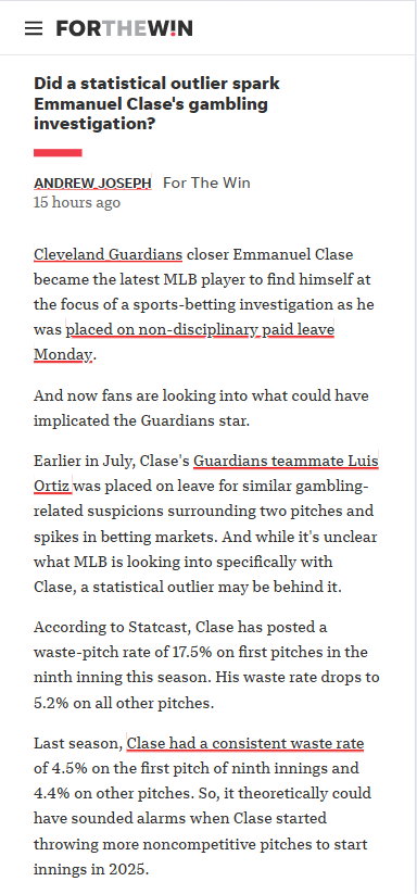 Did Stats Tip Off Clase’s MLB Probe?