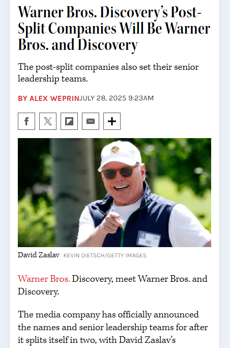 Warner Bros. & Discovery: The Big Split