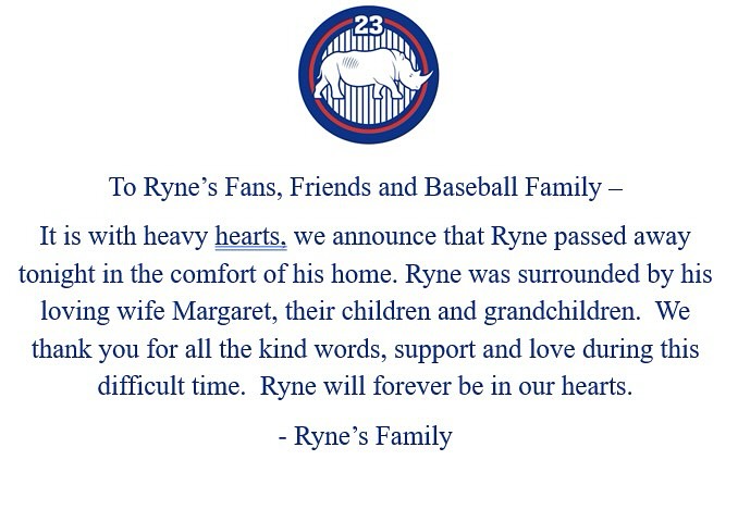 Ryne Sandberg’s final tribute to his wife