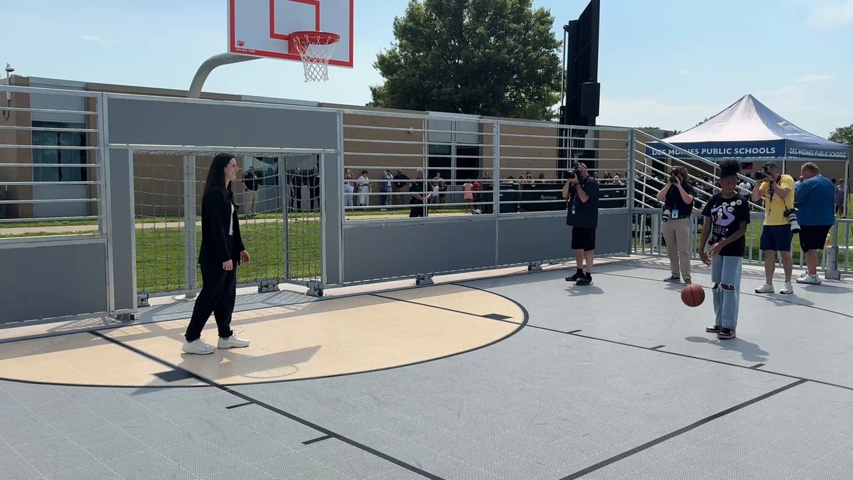 Caitlin Clark brings new court & supplies to Des Moines