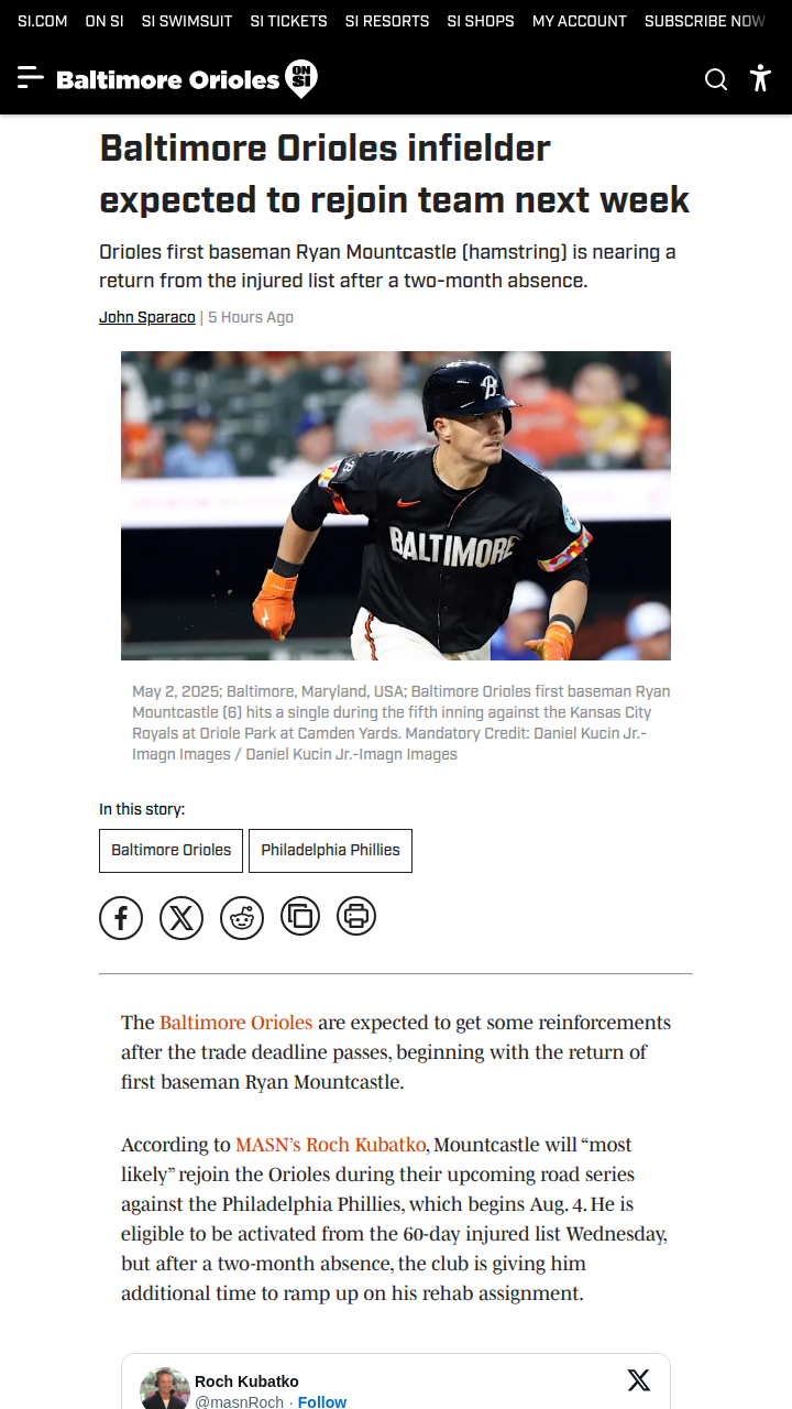 Mountcastle’s return could shake up Orioles lineup