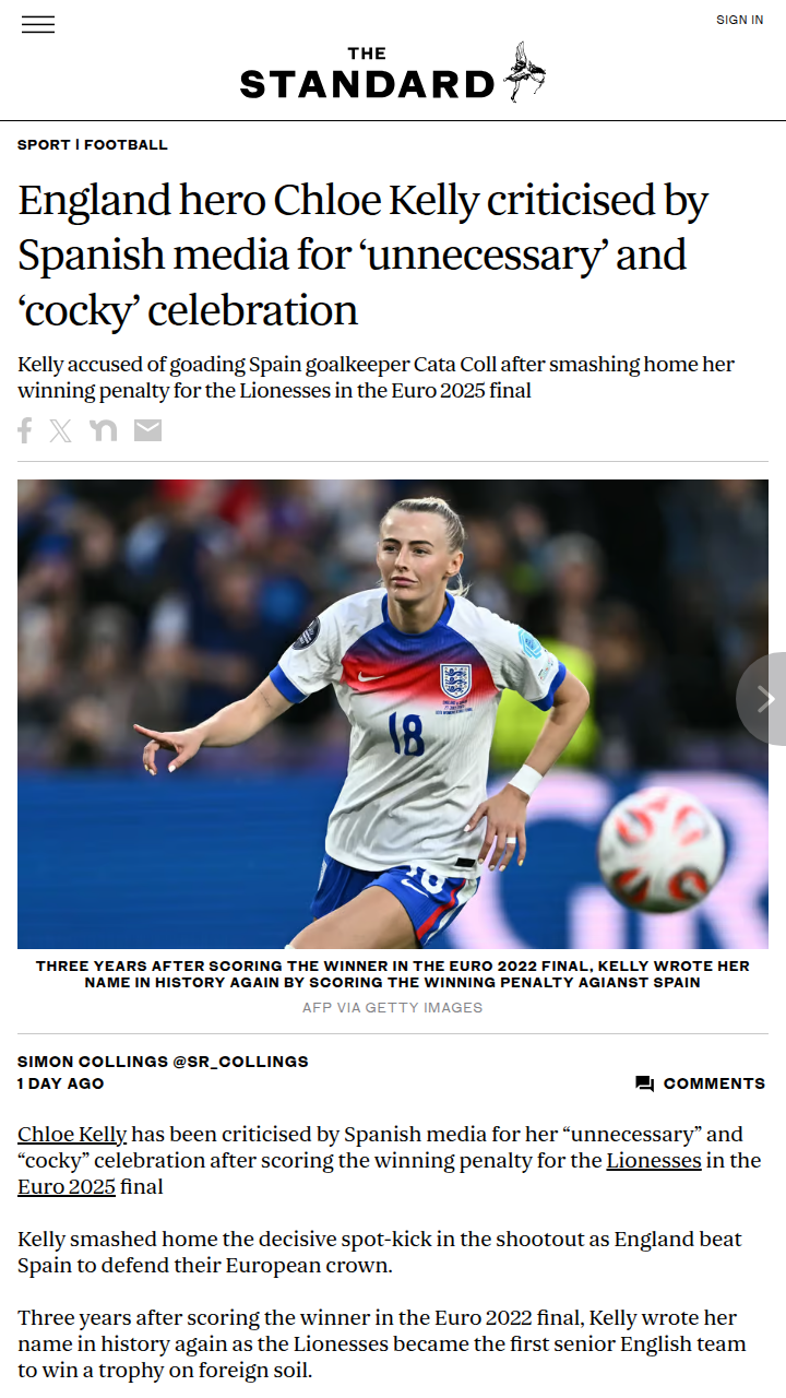 Chloe Kelly’s Icy Celebration Sparks Debate