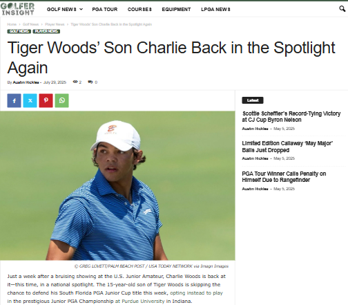 Charlie Woods Chases Dad’s Legacy at Purdue