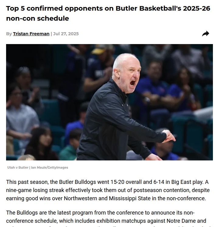 Butler’s toughest 2025-26 hoops matchups