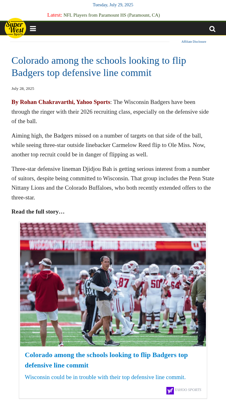 Buffs Eye Badgers’ D-Line Gem Bah