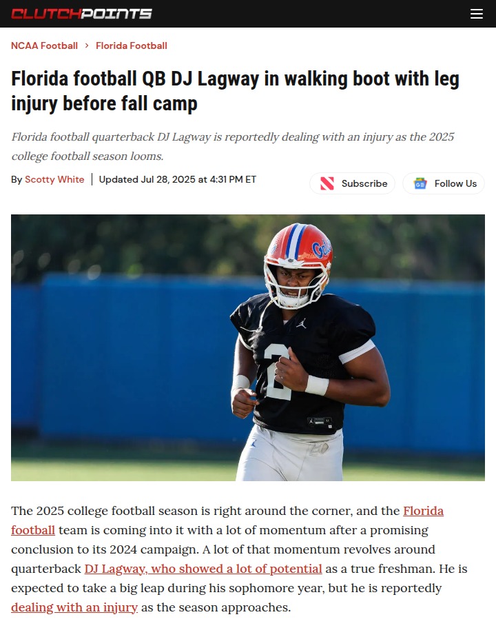 DJ Lagway’s injury shakes up Gators’ preseason