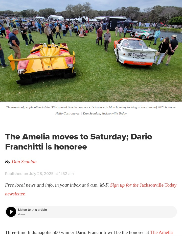 Amelia Island’s big car show moves to Saturday