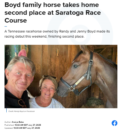 Tennessee Belle’s Racing Debut Shocks Saratoga