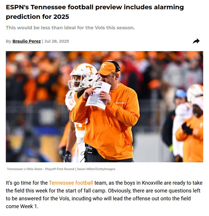 Tennessee football faces big test in 2025