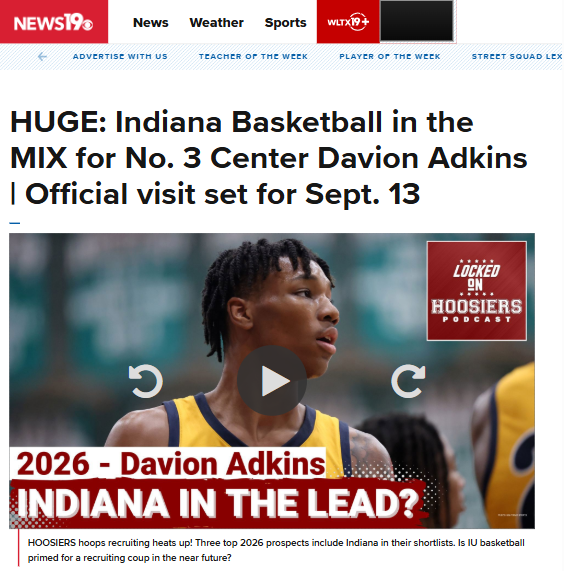 Indiana hoops eyes top recruit Adkins