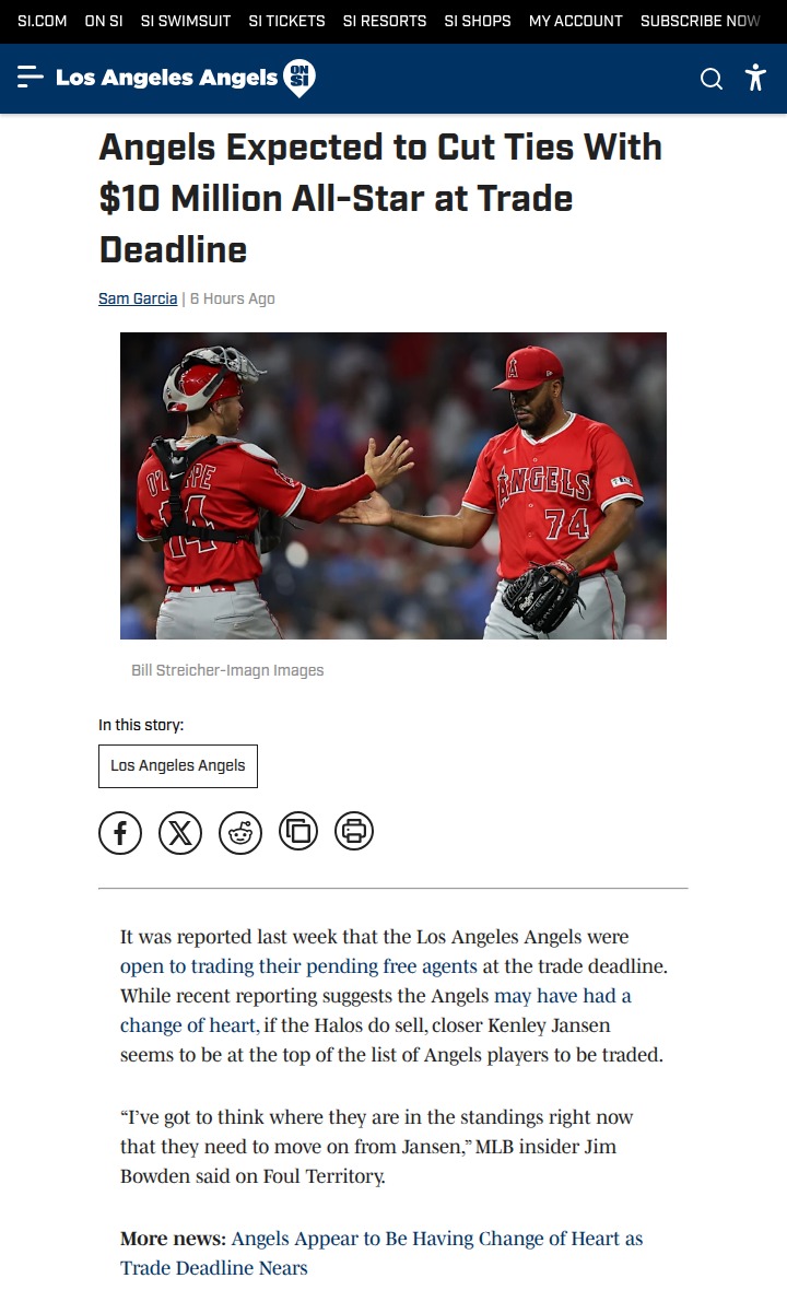 Angels may trade All-Star Jansen soon
