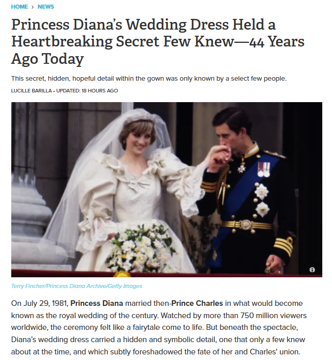 Diana’s Dress Hid Secret Good Luck Charms