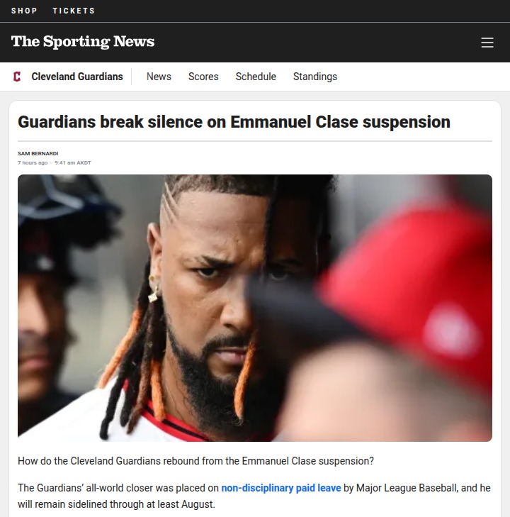 Guardians face big test after Clase suspension