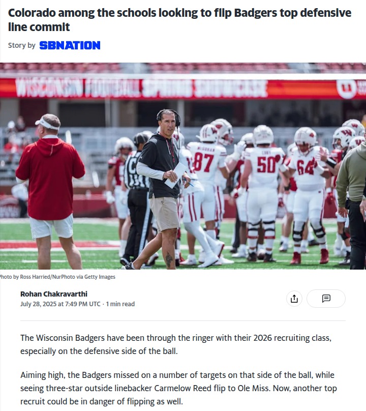 Buffs & Nittany Lions Eye Badgers’ D-Line Gem