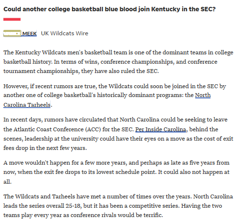 Tarheels to the SEC? Blue Bloods Collide!
