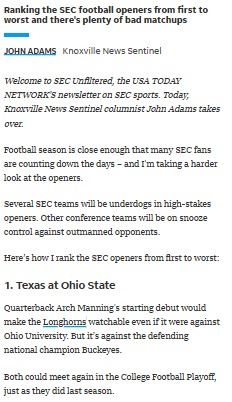 Arch Manning’s Debut: Must-See SEC Opener?