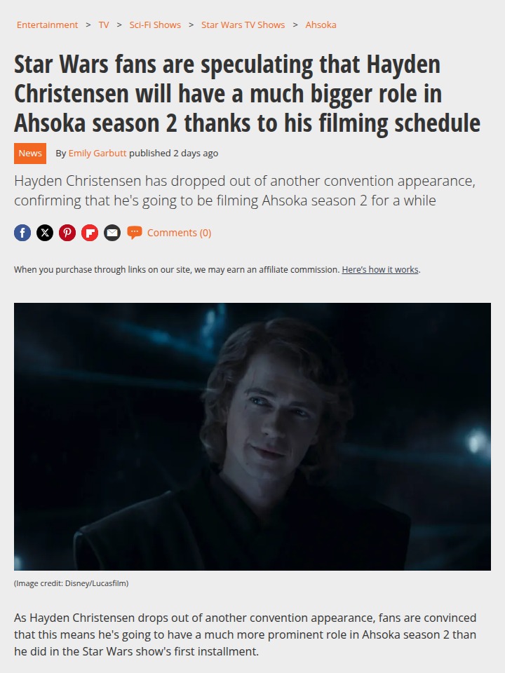 Hayden Filming Ahsoka S2 for MONTHS?! 🤔