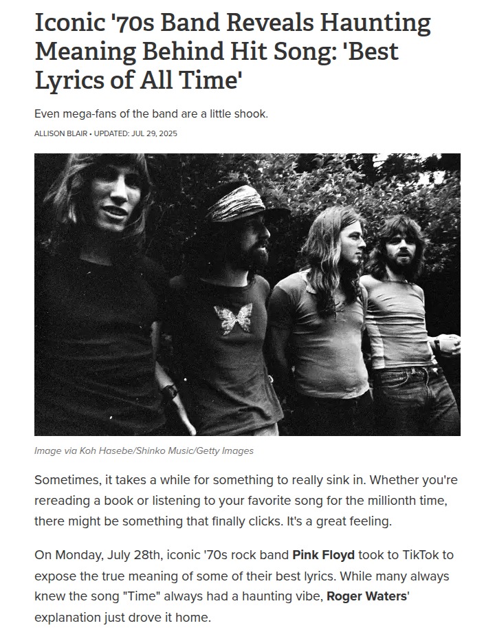 Pink Floyd’s ‘Time’ Lyrics Hit Different 🕰️