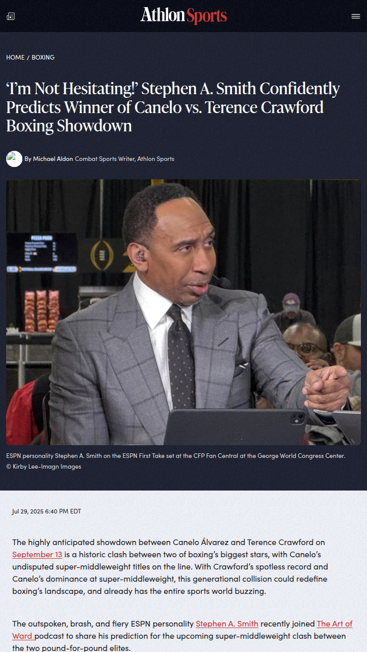Stephen A. Picks Bud Over Canelo—No Doubt!