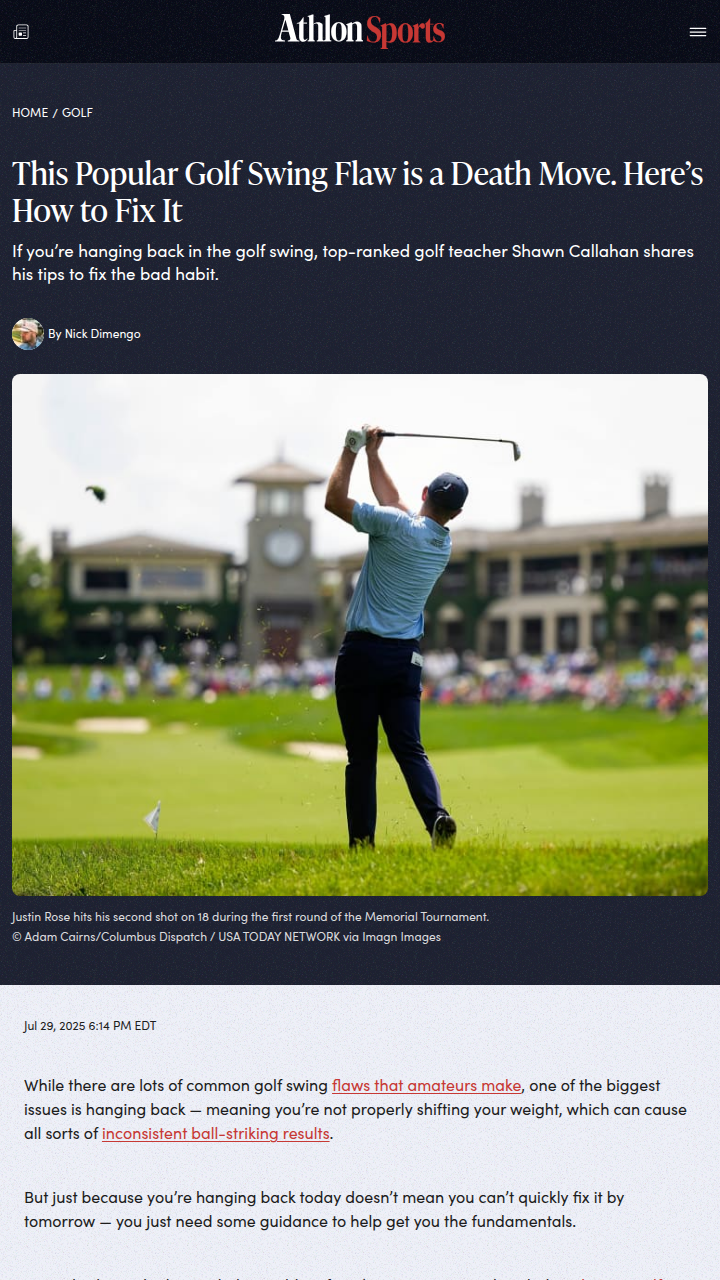 Hanging Back: The Silent Swing Killer?