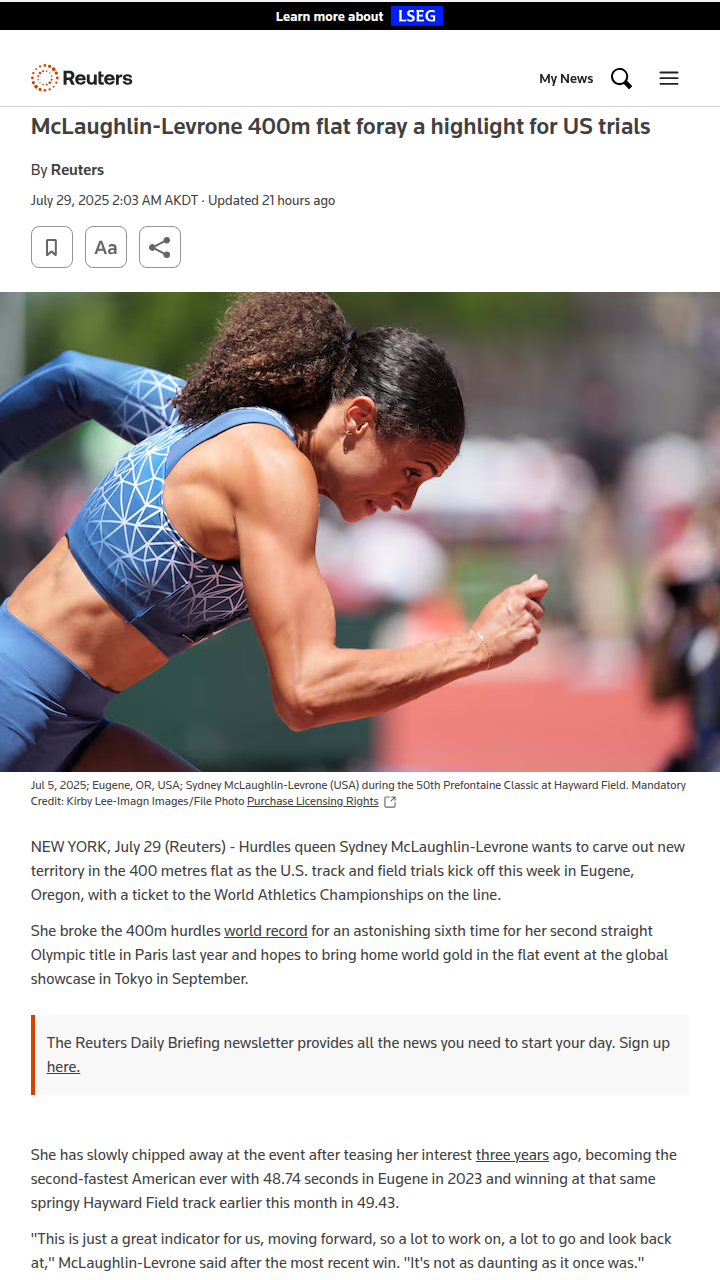 Hurdles Queen Eyes 400m Showdown